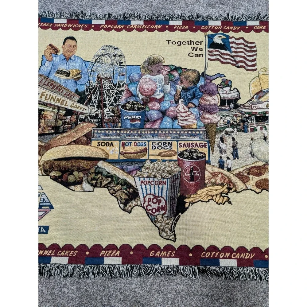 Tapestry Throw Blanket Featuring Sites from the State Fairs Across US 64x49